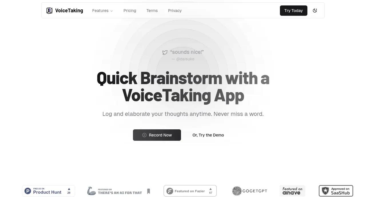 Screenshot of VoiceTaking