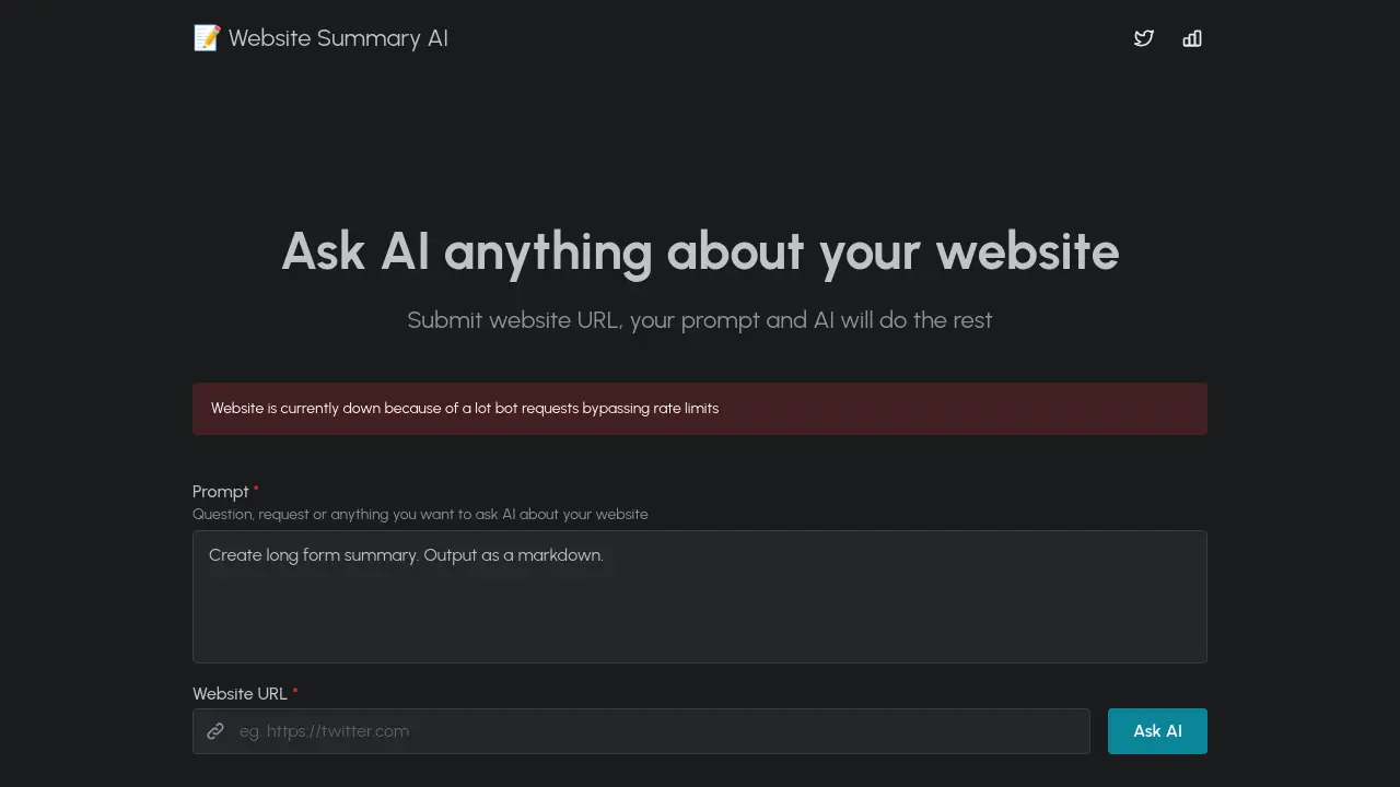 Screenshot of Website Summary AI