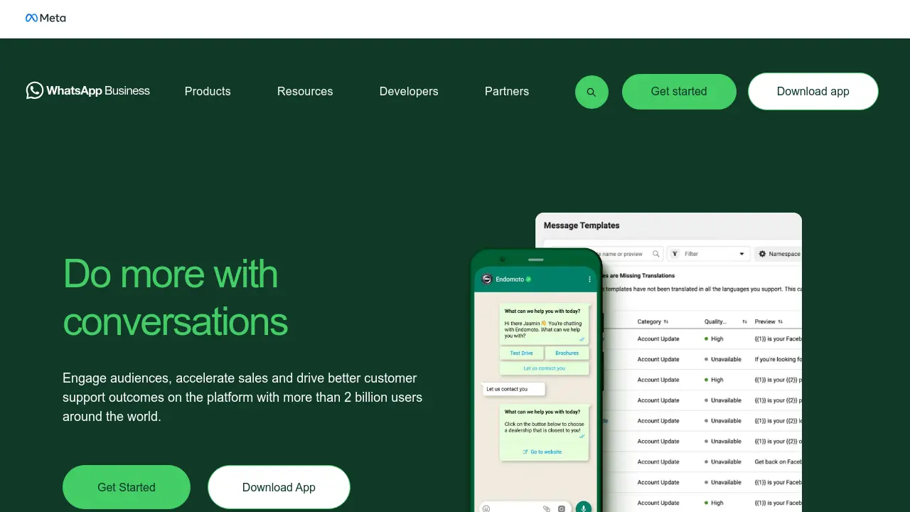 Screenshot of WhatsApp Business