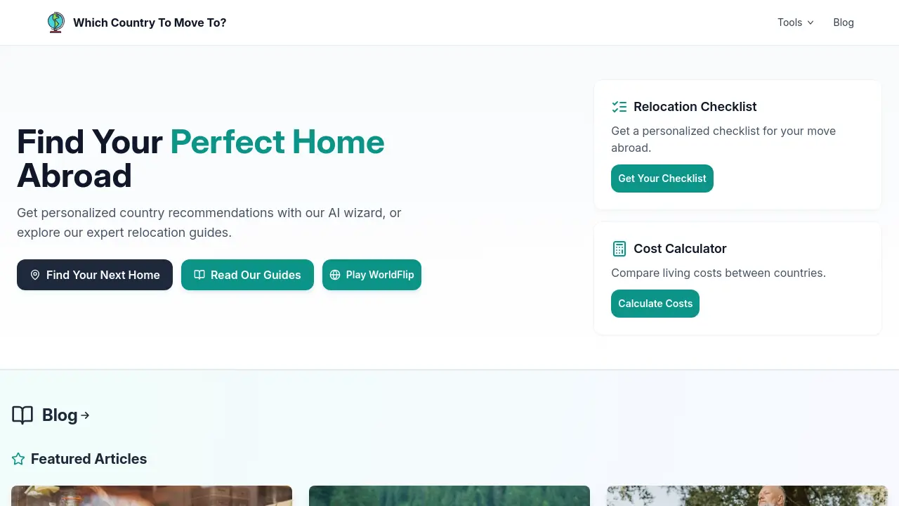 Screenshot of Which Country To Move To?