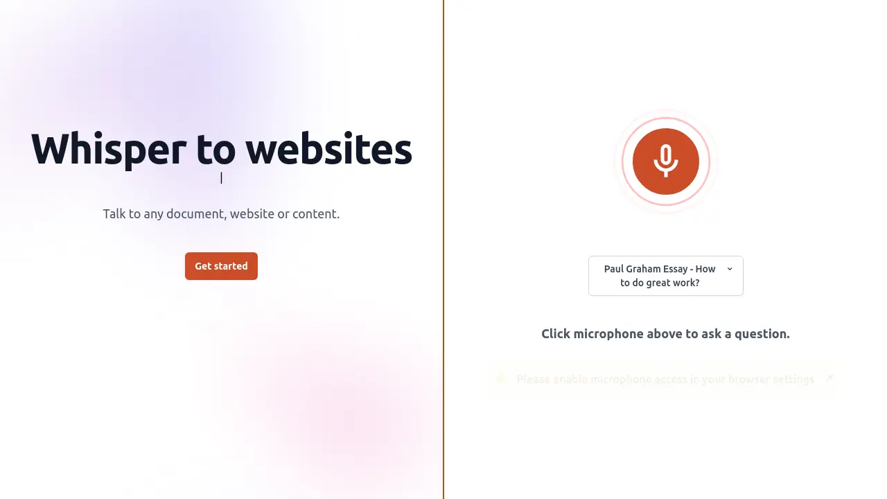 Screenshot of WhisperTo.ai