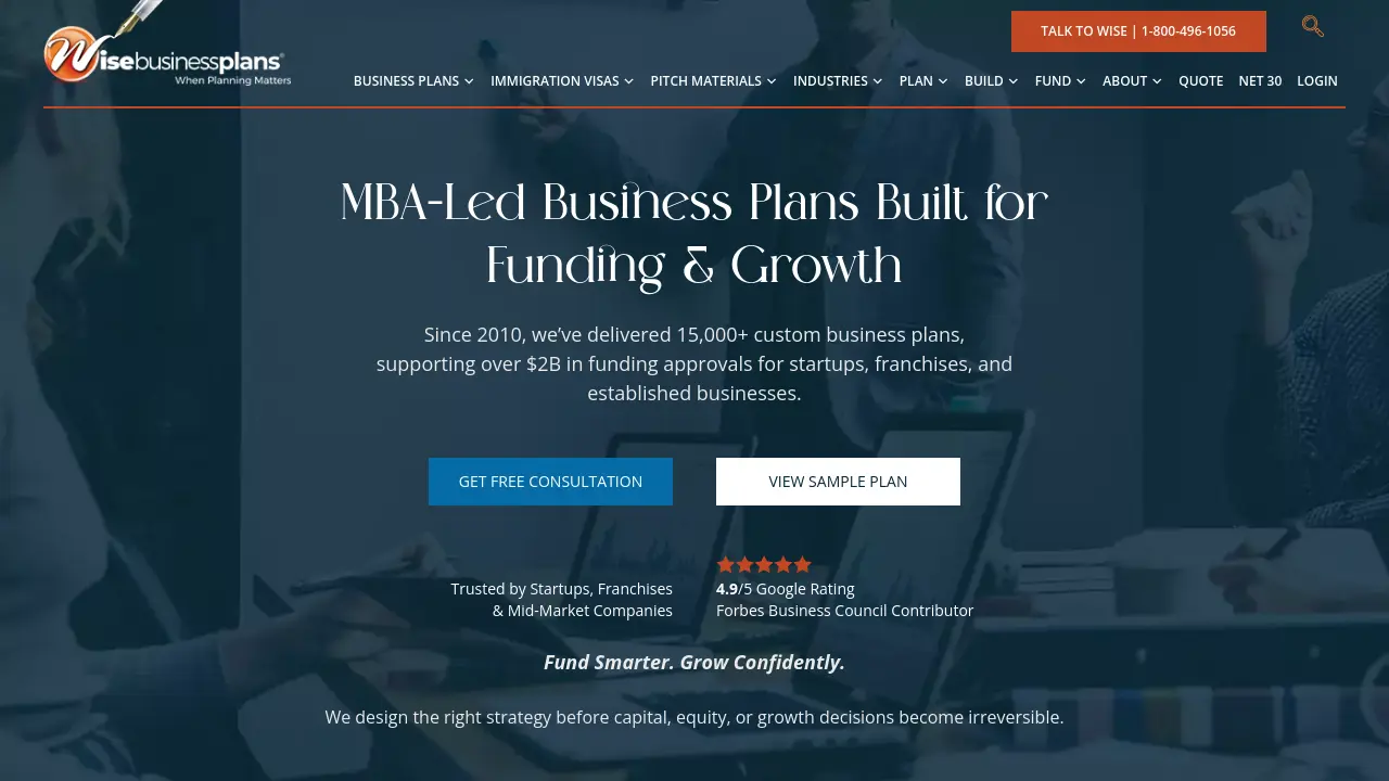 Screenshot of Wise Business Plans