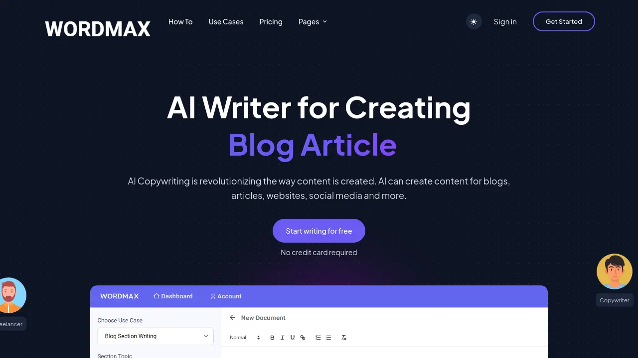 Screenshot of Wordmax AI