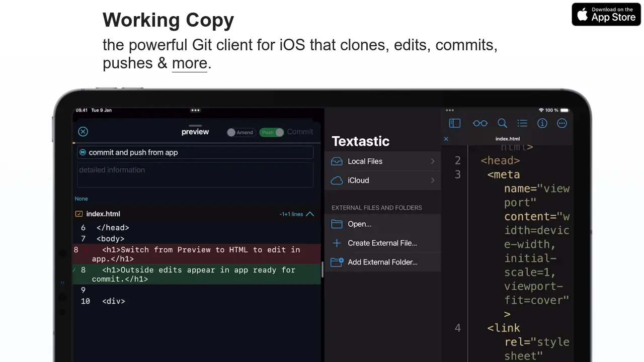 Screenshot of Working Copy