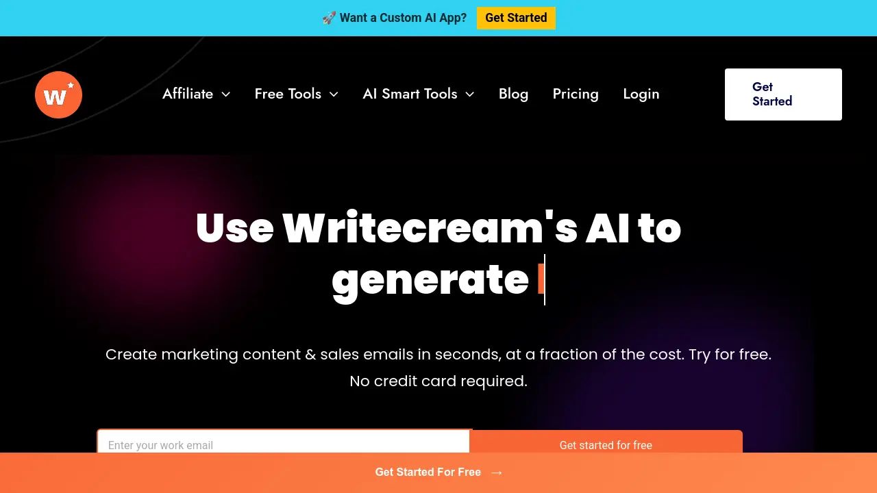 Screenshot of Writecream