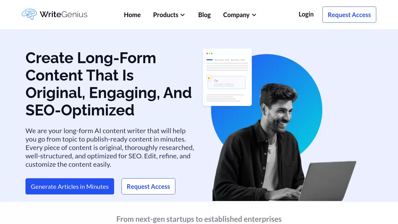 Screenshot of WriteGenius