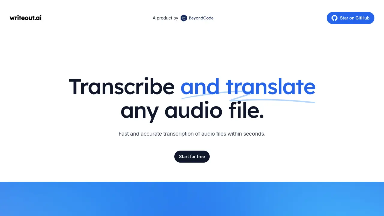 Screenshot of writeout.ai