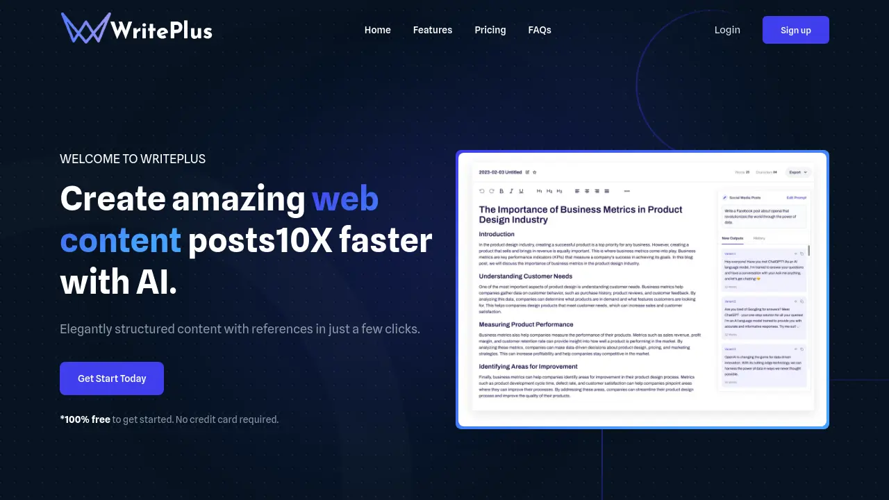 Screenshot of WritePlus
