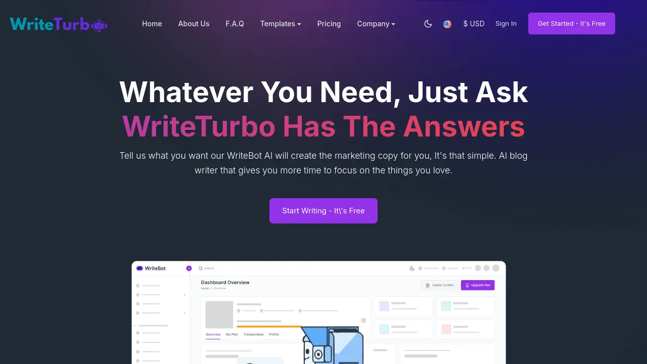 Screenshot of WriteTurbo