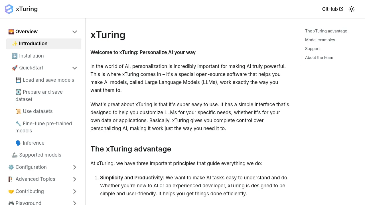 Screenshot of xTuring