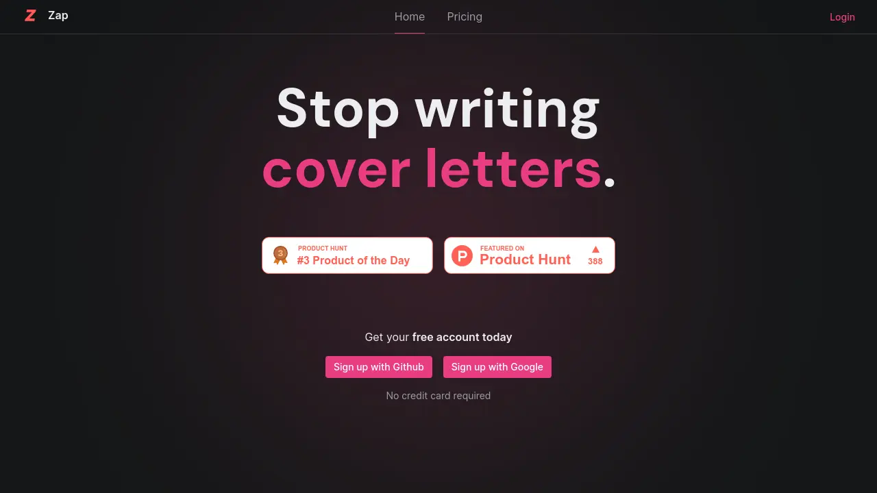 Screenshot of Zap