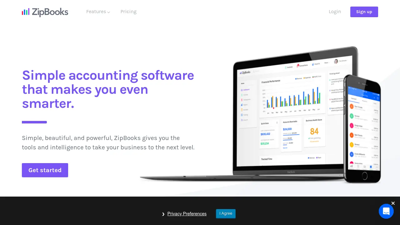 Screenshot of ZipBooks