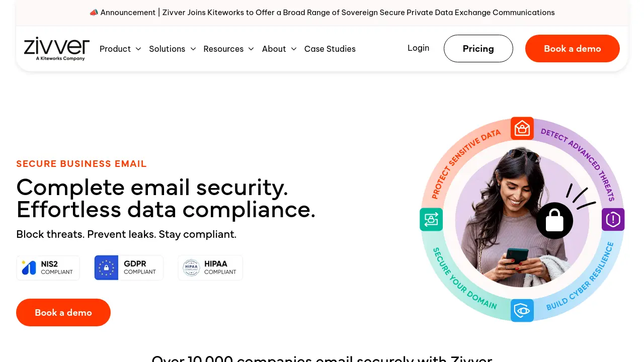 Screenshot of Zivver